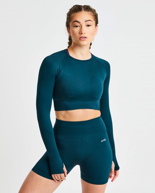 AYBL Balance V2 Seamless Long Sleeve Crop Top Zielone | 091863-CVH