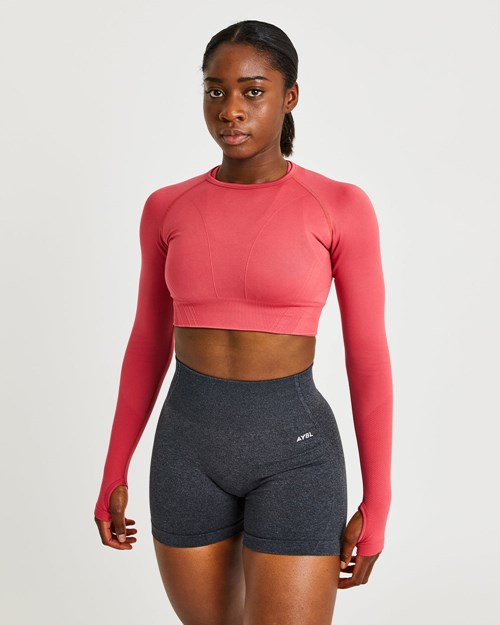 AYBL Balance V2 Seamless Long Sleeve Crop Top Różowe | 284701-BAM