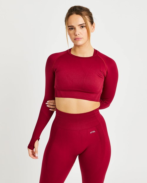 AYBL Balance V2 Seamless Long Sleeve Crop Top Czerwone | 619824-RTC