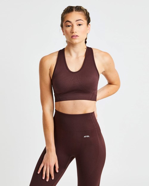 AYBL Balance V2 Seamless Sports Bra Czekolada Brązowe | 490351-LPG