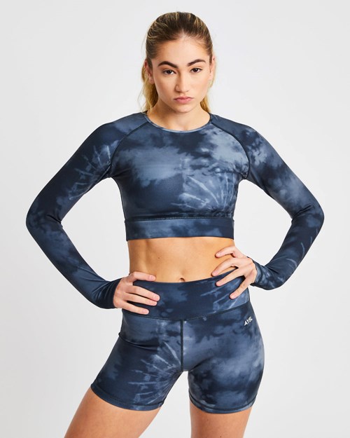 AYBL Core Long Sleeve Crop Top Czarne | 683409-XHG