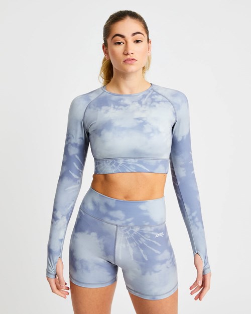 AYBL Core Long Sleeve Crop Top Szare | 730416-TIG