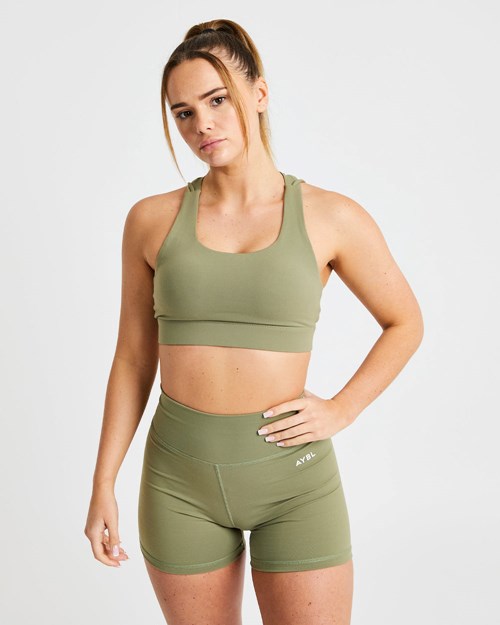 AYBL Core Sports Bra Oliwkowe | 986735-FYC