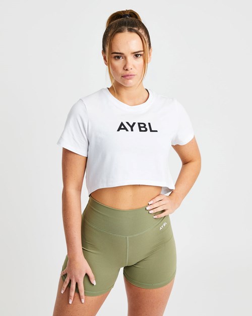 AYBL Crop T Shirt Białe | 527034-HBX