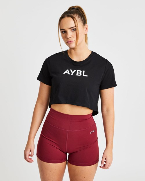 AYBL Crop T Shirt Czarne | 154837-IAD