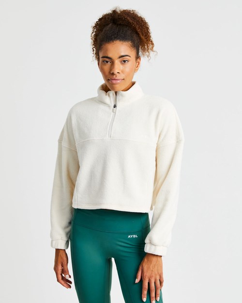 AYBL Effortless Oversized Cropped Fleece Kremowe | 230849-WPI