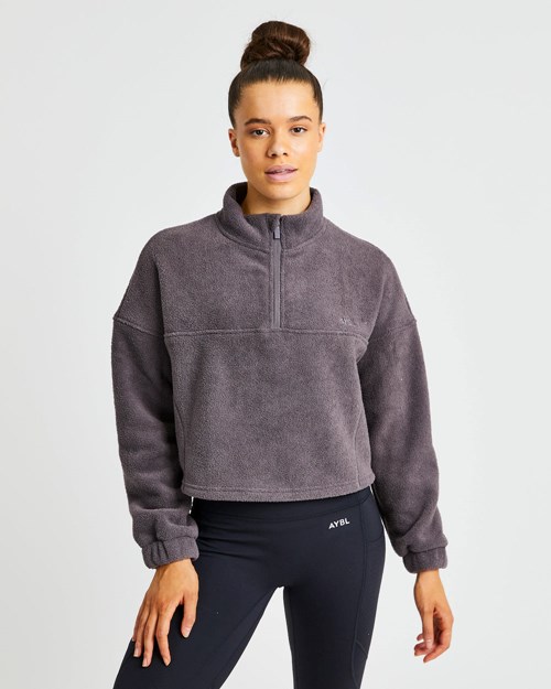 AYBL Effortless Oversized Cropped Fleece Charcoal | 876034-YRI