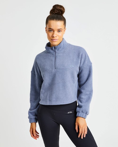 AYBL Effortless Oversized Cropped Fleece Niebieskie | 895732-MHR