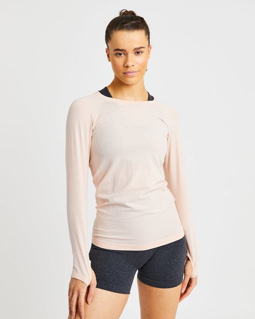 AYBL Embrace Seamless Long Sleeve T Shirt Soft Peach | 930587-TRP