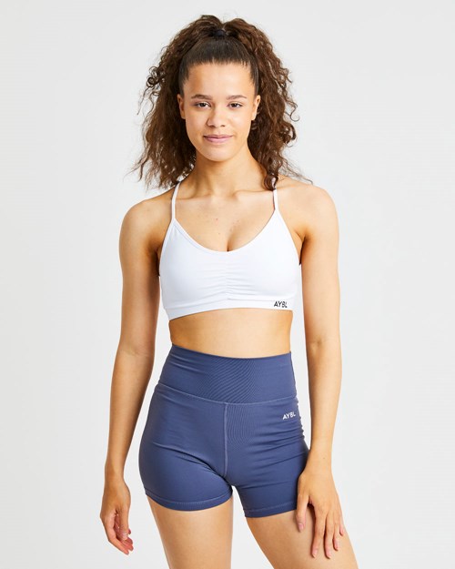 AYBL Essential Ruched Sports Bra Białe | 025738-OUV