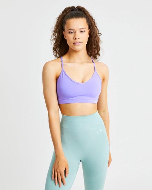 AYBL Essential V Neck Sports Bra Fioletowe | 723618-MDA