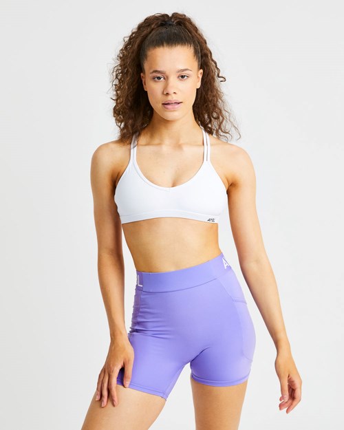 AYBL Essential Z Paskami Sports Bra Białe | 063785-TRV