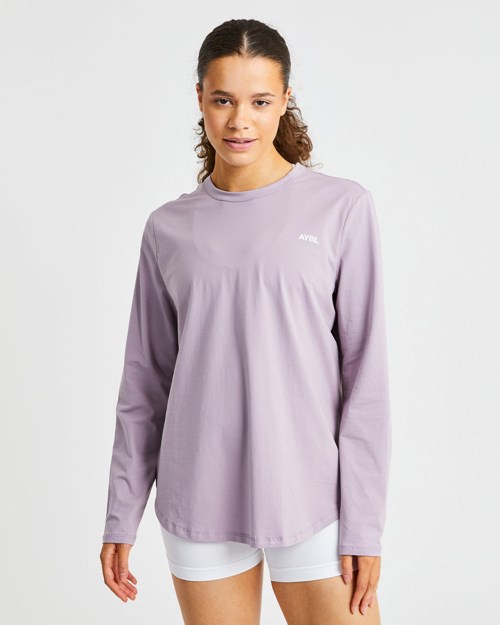 AYBL Everyday Oversized Long Sleeve T Shirt Muted Mauve | 361724-EKV