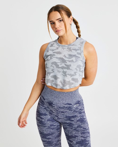 AYBL Evolve Camo Crop Vest Szare | 871429-XZW