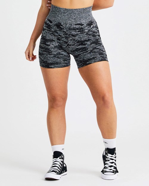 AYBL Evolve Camo Seamless Shorts Czarne | 307689-SHR