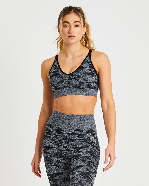 AYBL Evolve Camo Seamless Sports Bra Czarne | 302578-VLC