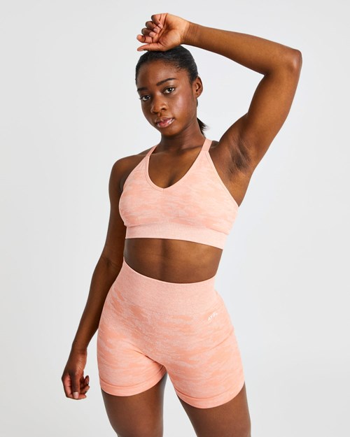 AYBL Evolve Camo Seamless Sports Bra Peach | 639057-HRS