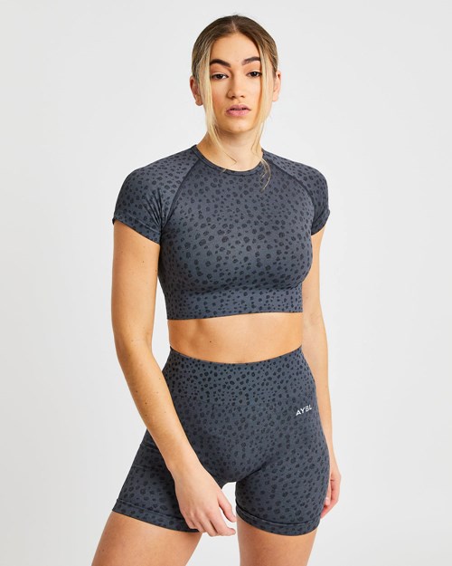 AYBL Evolve Speckle Seamless Crop Top Charcoal | 490867-IMF