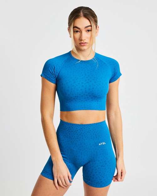 AYBL Evolve Speckle Seamless Crop Top Niebieskie | 039657-BEL