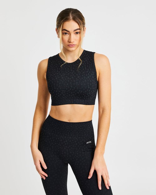 AYBL Evolve Speckle Seamless Crop Vest Czarne | 059863-QXC