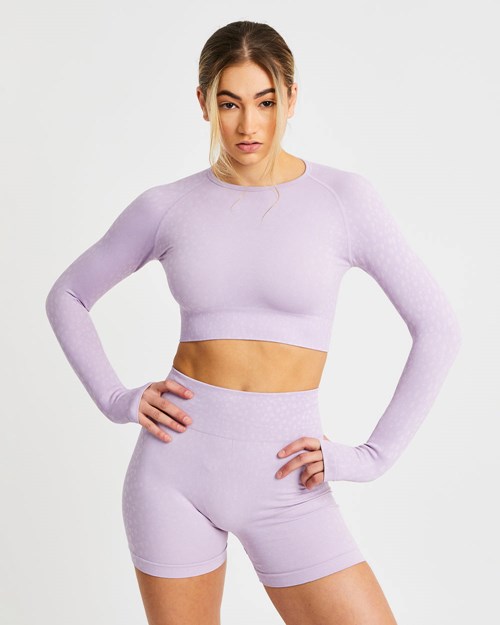 AYBL Evolve Speckle Seamless Long Sleeve Crop Top Lilac | 021648-AIV