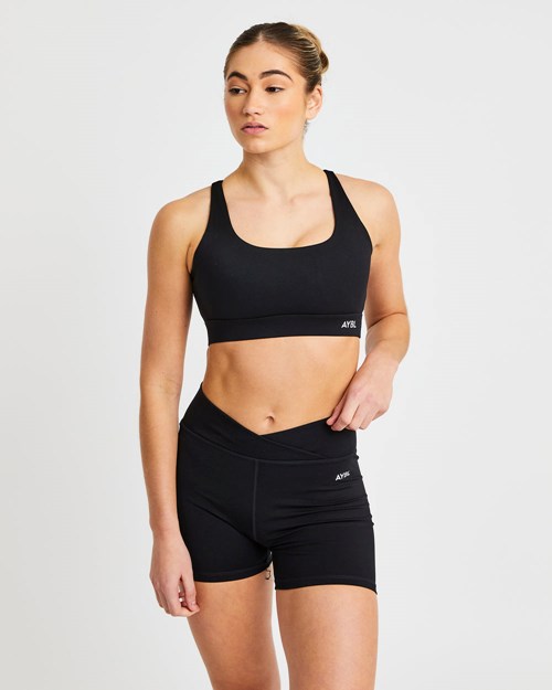 AYBL Flow Sports Bra Czarne | 697435-ZXK