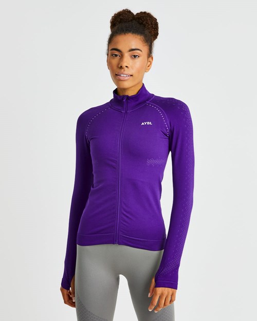 AYBL Ignite Seamless Zip Jacket Fioletowe | 014375-DEX