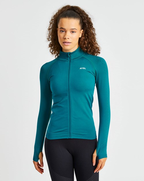 AYBL Ignite Seamless Zip Jacket Hyper Teal | 234671-VED