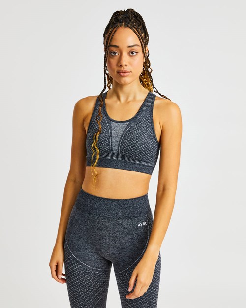 AYBL Impact Seamless Sports Bra Czarne | 074916-VBL