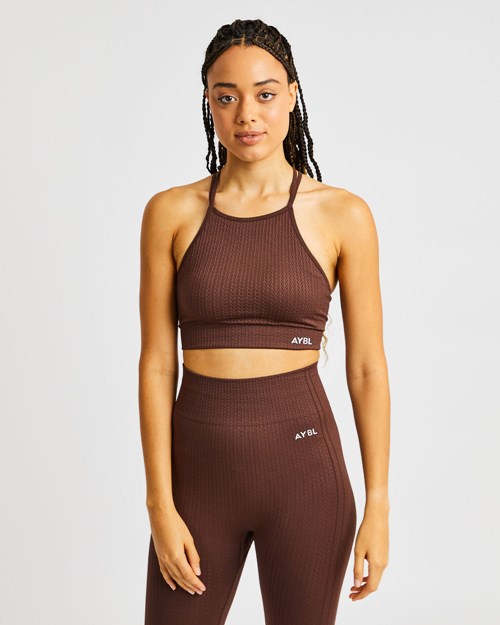 AYBL Luxe Seamless Crop Tank Top Brązowe | 796520-FIS