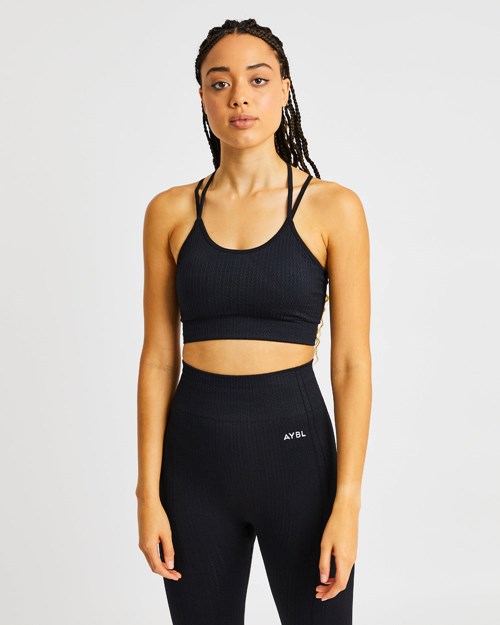 AYBL Luxe Seamless Sports Bra Czarne | 253641-IDK