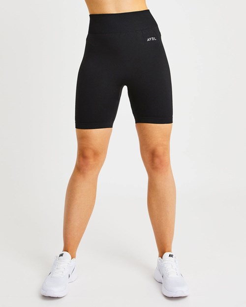 AYBL Motion Seamless Cycling Shorts Czarne | 140683-QBZ