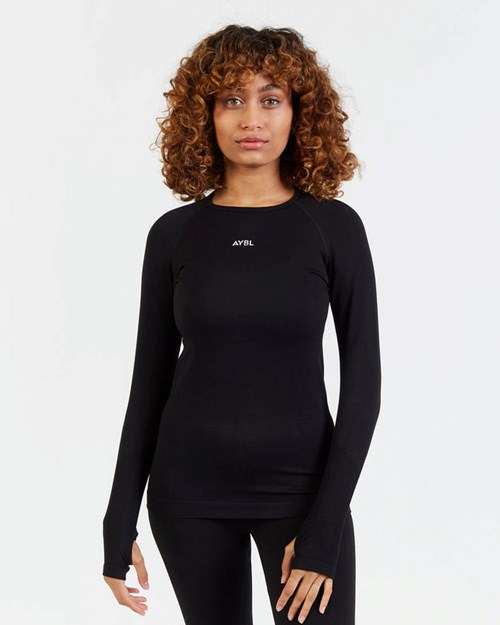 AYBL Motion Seamless Long Sleeve Top Czarne | 746021-LNA