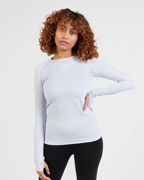 AYBL Motion Seamless Long Sleeve Top Niebieskie | 463071-VEX