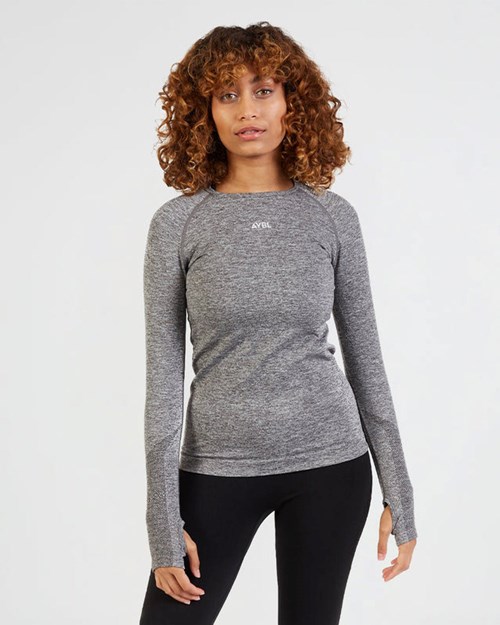 AYBL Motion Seamless Long Sleeve Top Szare | 063829-JVP