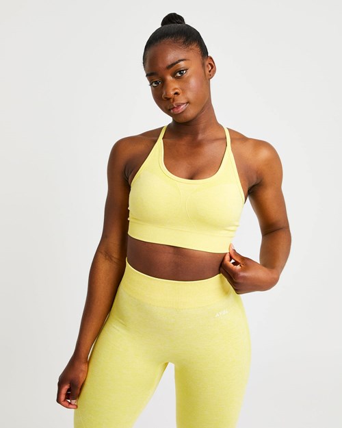 AYBL Motion Seamless Sports Bra Żółte | 429857-MRJ