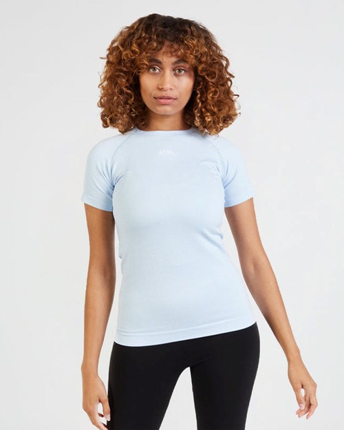 AYBL Motion Seamless T Shirt Niebieskie | 764209-WMC