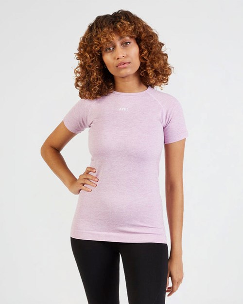 AYBL Motion Seamless T Shirt Różowe | 095834-MOE