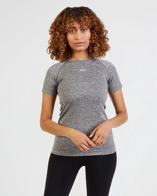 AYBL Motion Seamless T Shirt Szare | 159748-BAN