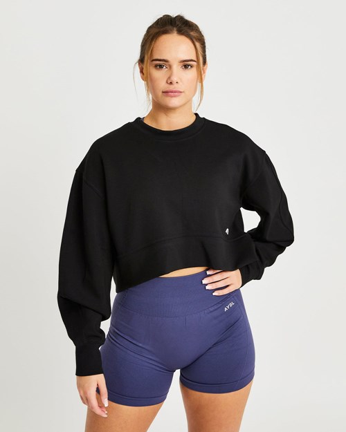 AYBL Oversized Crop Jumper Czarne | 583210-EGI