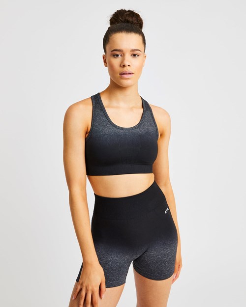 AYBL Pulse Ombré Seamless Sports Bra Black/Grey | 735026-ZSV