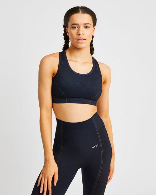 AYBL Reflex Seamless Sports Bra Czarne | 106489-VSZ