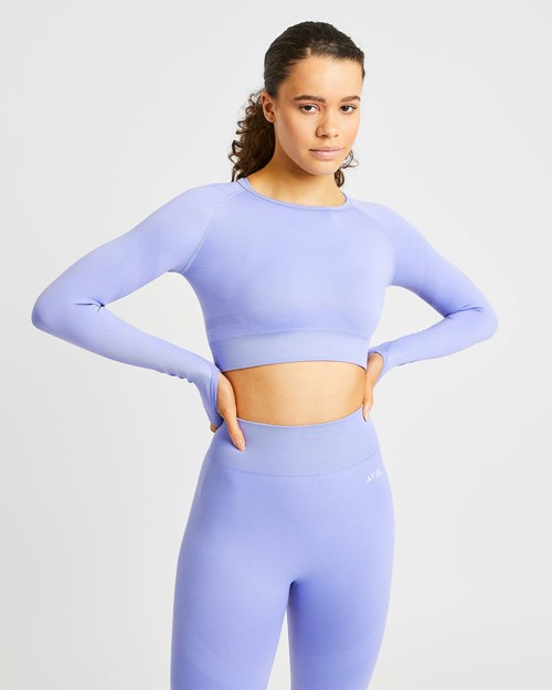 AYBL Reform Seamless Long Sleeve Crop Top Fioletowe | 034168-APM