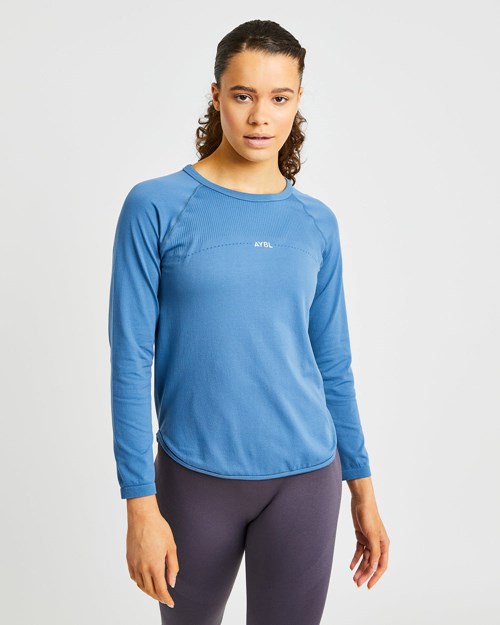 AYBL Reform Seamless Long Sleeve T Shirt Niebieskie | 701394-YZI