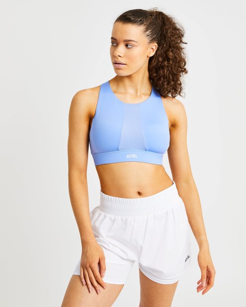 AYBL Sportive High Neck Sports Bra Niebieskie | 592684-EQT