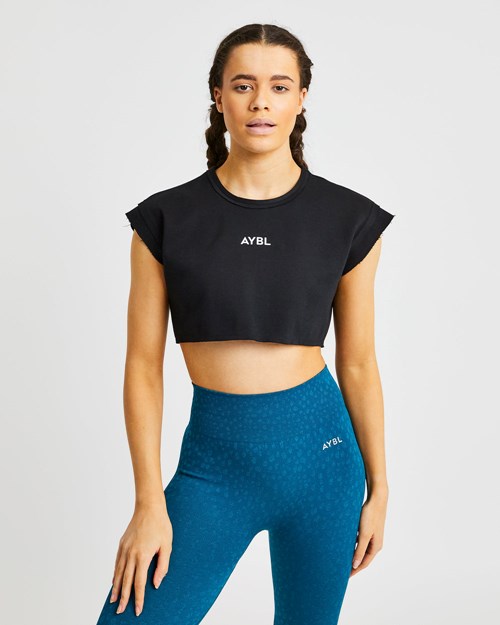 AYBL Treningowe Crop Top Czarne | 290413-DBG