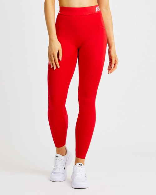 AYBL Treningowe Leggings Czerwone | 102498-PMX