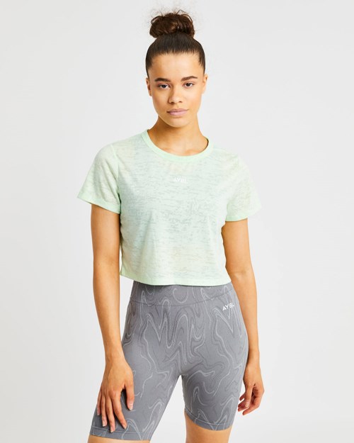 AYBL Velocity Crop T Shirt Mięta | 348162-GHW