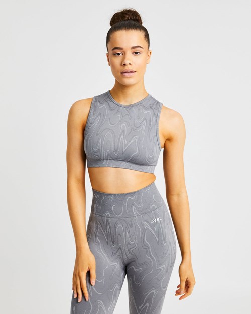 AYBL Velocity Seamless Crop Vest Szare | 980415-ZXK