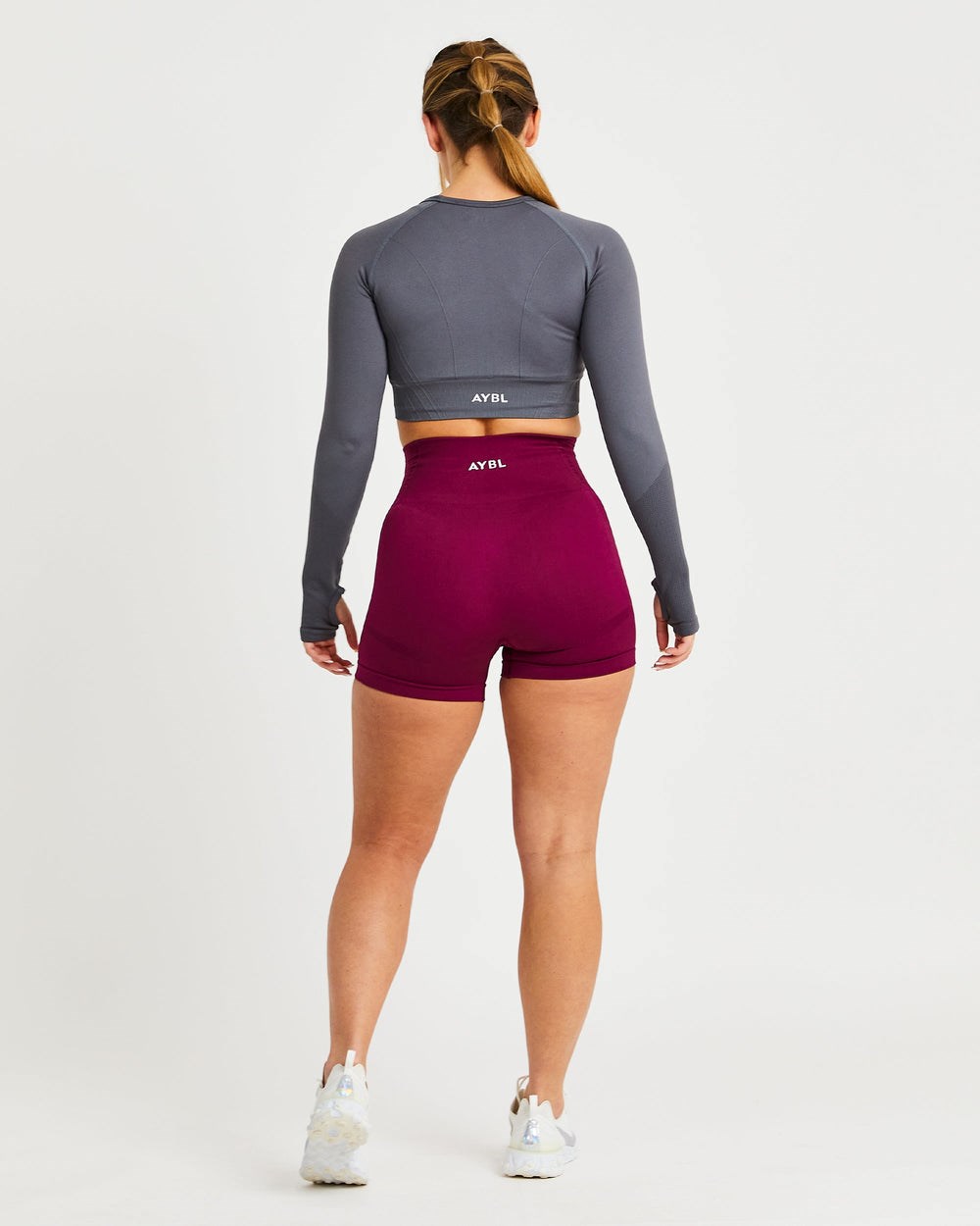 AYBL Balance V2 Seamless Long Sleeve Crop Top Szare | 051438-KHY